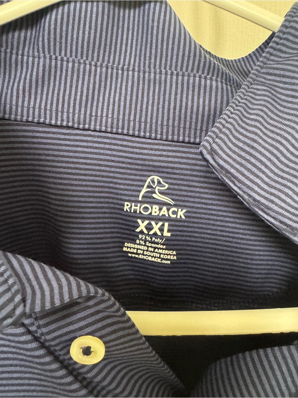 Rhoback Men's Navy and Light Gray Striped Polo - XXL